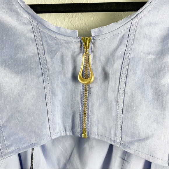 Aje Virginie Square Neck Cut Out Linen Blend Midi Dress Purple Casual Cocktail - Picture 8 of 11